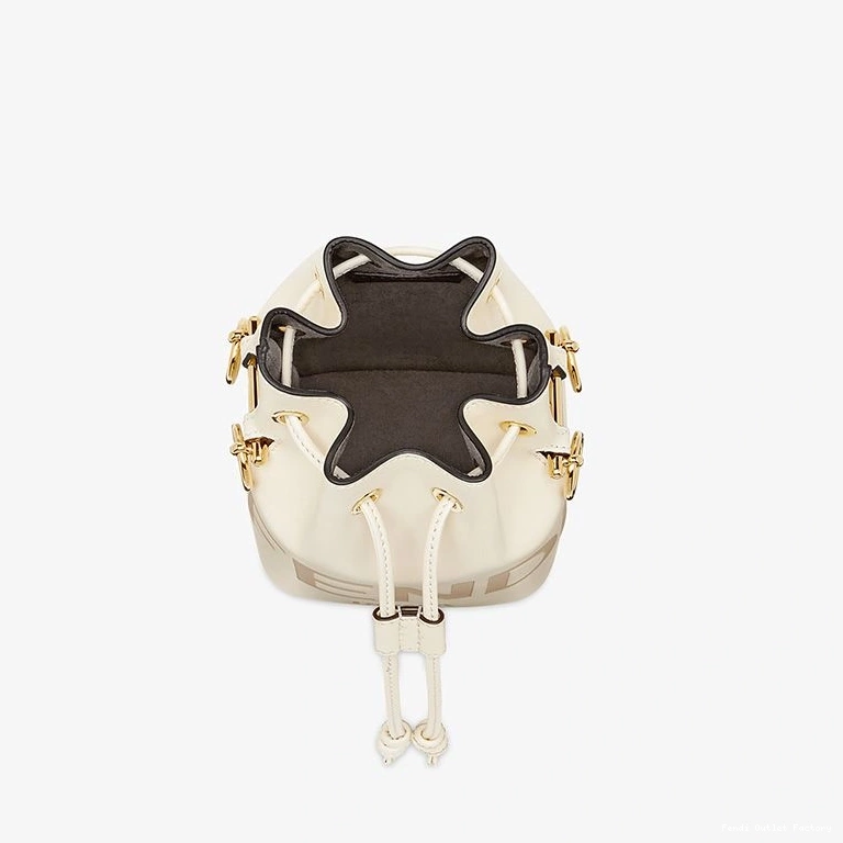 Vintage HOT Logo ROMA In White Fendi Tresor Leather Bucket Bag Mini Mon Calf 0803